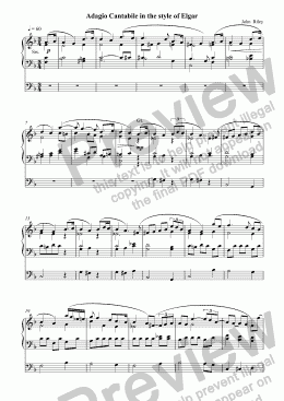 page one of Adagio Cantabile in the style of Elgar.  Sound file performed by Roger Fisher on the organ of Chester Cathedral.