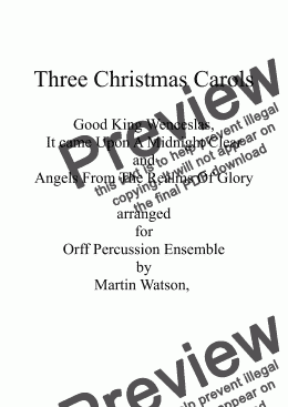 page one of Three Christmas Carols for Orff Ensemble