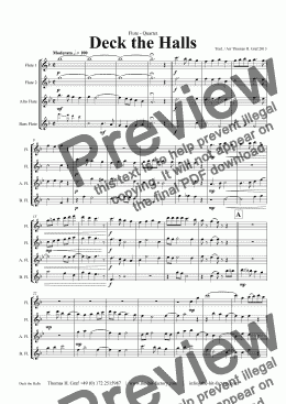 page one of Deck the halls - Christmas Carol - Polyphonic - Flute Quartet