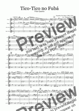 page one of Tico-Tico no Fubá - Choro - Flute Quartet