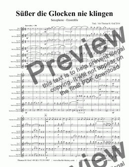 page one of Süßer die Glocken nie klingen - German Christmas song  - 7 Parts - Saxophone Ensemble