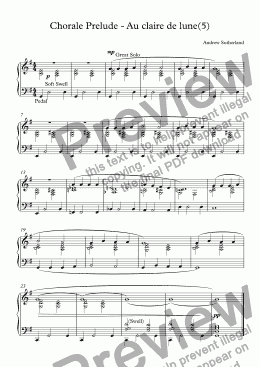 page one of Chorale Prelude - Au claire de lune(5)