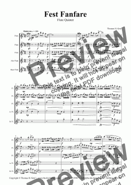 page one of Fest Fanfare - Classical Festive Fanfare - Opener - Flute Quintet