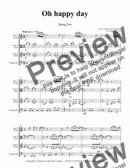 page one of Oh happy day - Christmas Song - Gospel - String Trio