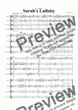 page one of Sarah's Lullaby - Grade 2 - Flute Quartet