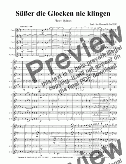 page one of Süßer die Glocken nie klingen - German Christmas Song - Flute Quintet