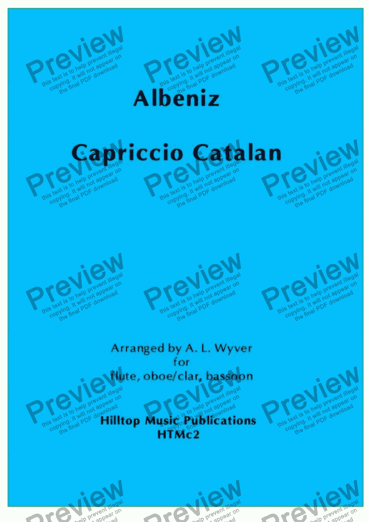 page one of Capriccio Catalan arr. flute, oboe/clarinet and bassoon