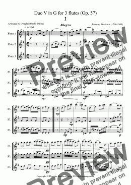 page one of DEVIENNE, Francois: Duo no 5 in G for 3 flutes (Op.57)