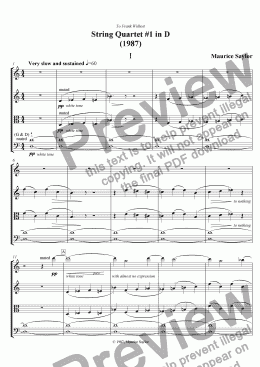 page one of String Quartet #1 in D (1987)