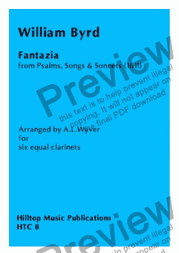 page one of Fantazia arr. six equal clarinets