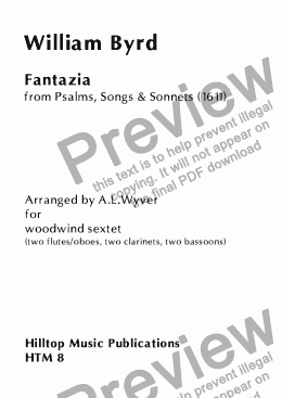 page one of Fantazia arr. woodwind sextet