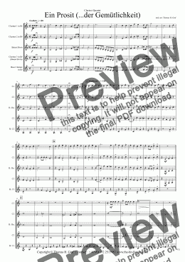 page one of Ein Prosit - German Folk Song - Oktoberfest - Clarinet Quartet