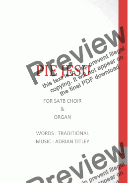 page one of Pie Jesu SATB + Organ