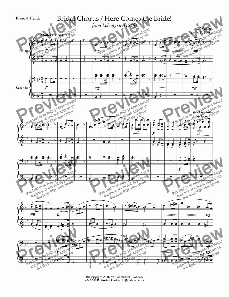 page one of Wedding Music for 1 piano, 4-hands (piano duet)