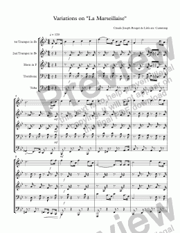 page one of Variations on "La Marseillaise" for brass quintet