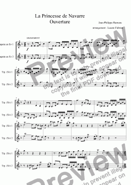 page one of Ouverture de La Princesse de Navarre DUO trompettes
