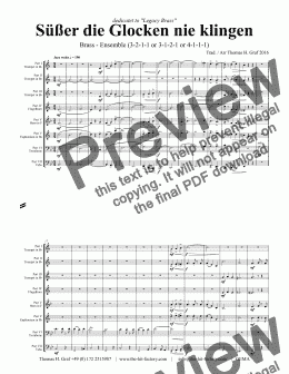 page one of Süßer die Glocken nie klingen - German Christmas song  - 7 Parts - Brass Ensemble 