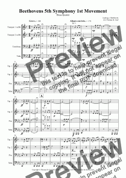 page one of Beethovens 5th Symphony - 1st Movement - Brass Quartet 