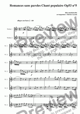 page one of Chant populaire Op53 n°5 DUOS VIOLONS