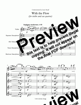 page one of With the Flow (for violin and sax quartet) - Score and parts