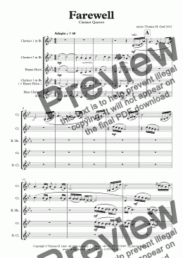 page one of Farewell - Sad Ballad - Clarinet Quartet 