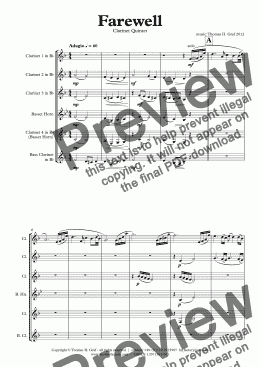 page one of Farewell - Sad Ballad - Clarinet Quintet 