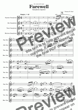 page one of Farewell - Sad Ballad - Saxophone Quartet 
