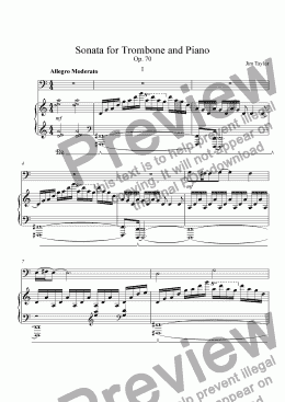 page one of Sonata for Trombone and Piano