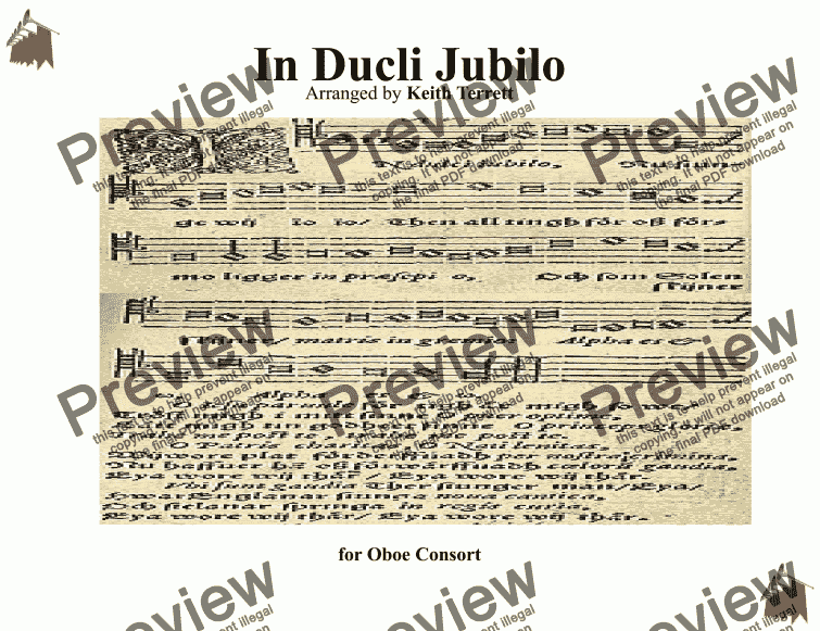 page one of In Dulci Jubilo "In sweet rejoicing" for Oboe Consort