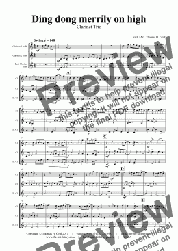 page one of Ding dong merrily on high - Swing - Clarinet Trio