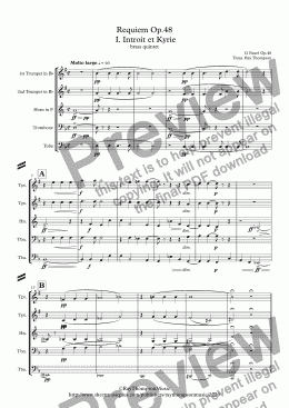 page one of Fauré: Requiem Op.48  I. Introit et Kyrie - brass quintet
