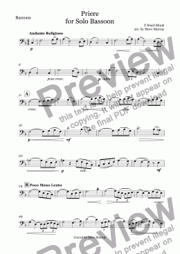 page one of Priere for Solo Bassoon