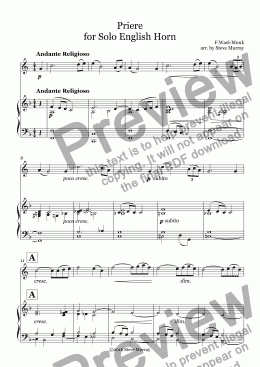 page one of Priere for Solo English Horn