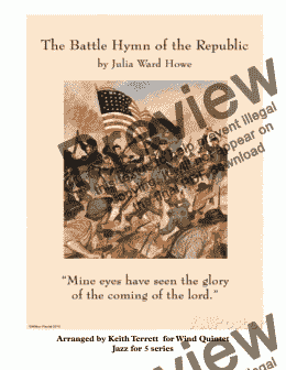 page one of Battle Hymn of the Republic ’’Mine Eyes Have Seen the Glory’’ for Wind Quintet