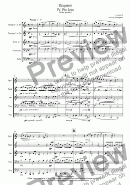 page one of Faure: Requiem Op.48  IV. Pie Jesu - brass quintet