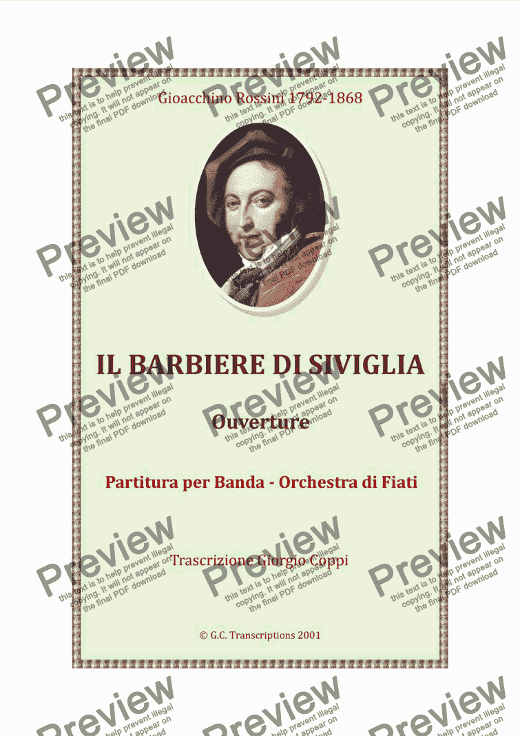 page one of Il Barbiere di Siviglia - Ouverture -Rossini