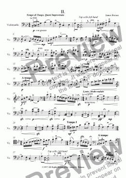 page one of Sonata for Solo Cello Movement II. Tempo di Tango