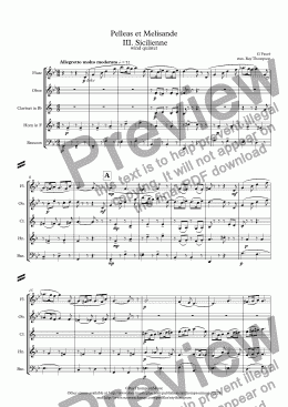 page one of Fauré: Pelleas et Melisande Op.78 Mvt. III. Sicilienne - wind quintet