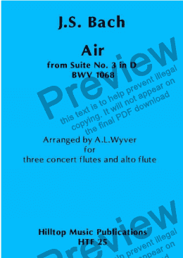 page one of Air from Suite No. 3 in D arr. three concert flutes and alto flute