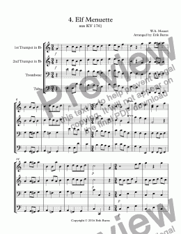 page one of WA Mozart 4 Menuette score 