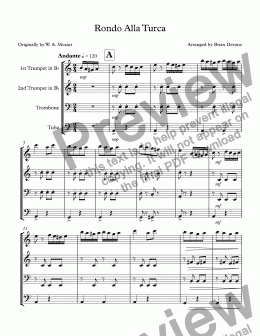 page one of Rondo alla turca Full Score