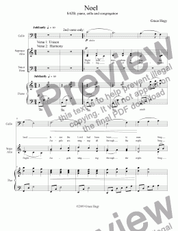 page one of Noel (Original melody with The First Noel for SATB, Cello and congregation )