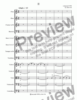 page one of Symphony #2, Mvmt II