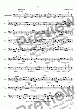 page one of Sonata for Solo Cello Movement III. Dance Like