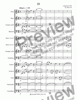 page one of Symphony #2, Mvmt III