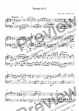 page one of Sonata in G