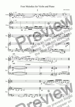 page one of Four Melodies for Violin and Piano