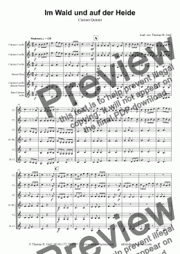 page one of Im Wald und auf der Heide - German March/Octoberfest - Clarinet Quintet