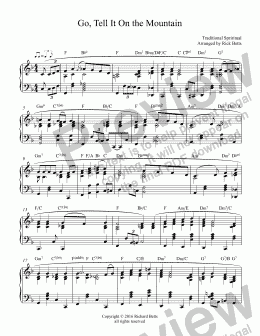 page one of Go, Tell It On the Mountain - Christmas Carol / Hymn Piano Solo