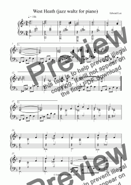 page one of West Heath (jazz waltz for piano)